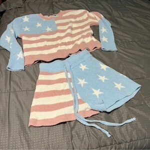 Blue B Collection American Flag Cozy Red White Blue Lounge Set Size Small